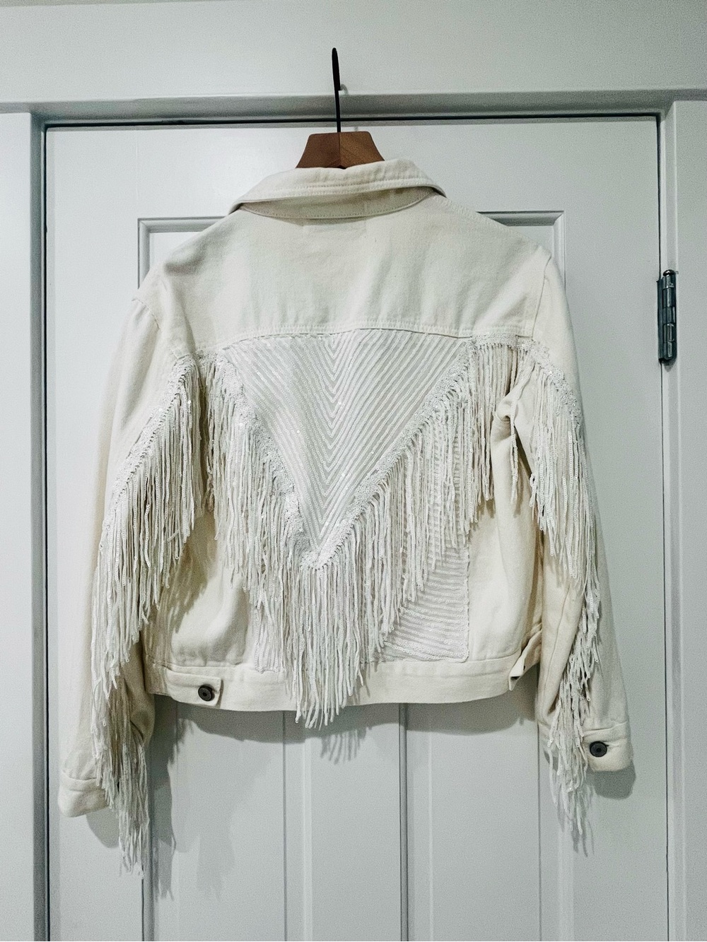 Heirloom Bridal Co White Denim Fringe Jacket